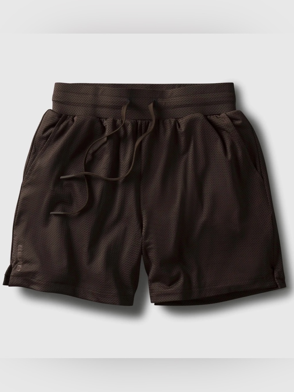 SCULPTED 5" Mesh Short, Color: Falcon (deep, dark brown), Size: Large